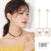 No ear clip female spiral S925 silver needle long exquisite pig temperament simple earrings falling Chinese Zodiac