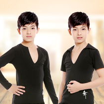 Little children Latin dance costume boy dance suit summer Gong suit competition performance suit cultural shirt top exercise suit