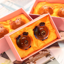 Boxed crystal lovers pig glass kiss pig cute crystal pig craft creative gift car ornaments