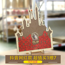 Shake the same style church wood chip Wedding ceremony sign in Fingerprint tree Castle welcome card signature book Wooden mason bottle