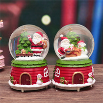 Christmas Water Crystal Ball Christmas Water Ball Flying Snow Santa Music Box Floating Snow Swivel With Lamp Octasonic Box Snowman