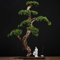 New Chinese Living Room Creative emulation Welcome Guests Pine Light Extravagant High-end Pendulum Pieces Living Room Bonsai Retro Home Art Deco