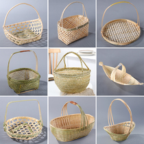 Bamboo basket Portable basket Desktop storage basket Small fruit tray tray Snack pastry basket Bamboo products fruit basket Bamboo basket