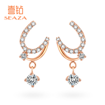 Xia Diamond Earrings Womens Red 18K Gold Diamond Earrings Fashion Temperament Boutique Real Diamond Earrings Valentines Day Gift