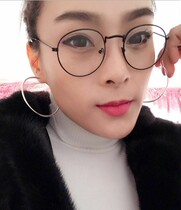 Retro metal flat glasses frame Korean version of the fine edge pattern glasses frame women can be equipped with myopia glasses men and women