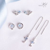 Moonlight stone earrings sterling silver cold wind Net Red simple Female small earrings 2020 New Tide ear wire birthday gift