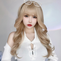 Wig Woman Long Hair Summer Nature Full Head Cover Mesh Red Round Face Big Wave Long Curly Hair Emulation Hair Style Wig Sleeve