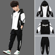 Childrens clothing boys  autumn suit 2021 new medium and large boy boys handsome spring and autumn sports two-piece set foreign style