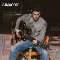 Simwood Jianmu mens autumn new micro-elastic thickened super soft yarn carbon soft ground bottoming mid-high-neck long-sleeved T-shirt