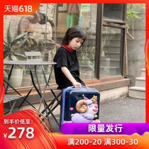 Cup with Bear Light Suitcase Small Child Don Case 17 Inch Pull Bar Case Universal Wheel Suitcase Portable Case