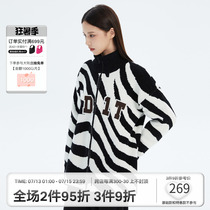 ANDYET AD1 21AW original irregular zebra striped cardiovert jacket tide card standout collar needlework jacket