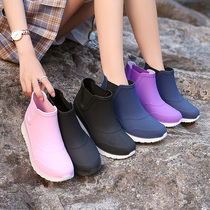 Winter Fashion Models Outwear Adults Rain Shoes Women Waterproof Shoes Short Silo Plus Suede Non-slip Kitchen Rain Boots Carwash Water Shoes