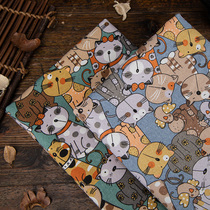 Small flower cat cartoon printed full cotton canvas 12 An pure cotton cloth sofa with pillow cushion printed fabric 02