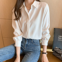 White shirt female spring and autumn design sensibility of niche shirt work clothes student interview is clothed to appear thin high-end shirt