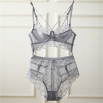 Womens bra sexy ultra-thin lace mesh yarn collection flank girly underwear set size autumn and winter