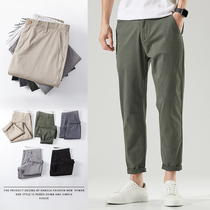 Hanska thin slacks men summer nine points loose stretch Korean version trend straight leg versatile gray pants men