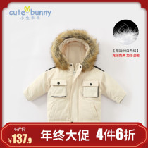 cutebunny baby winter small boy down jacket foreign style baby padded warm fur collar hooded jacket