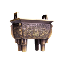 Juyuange antique alloy tripod ornaments Fang Ding incense burner household aromatherapy furnace for Buddha line incense burner sandalwood stove small