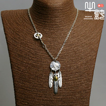 Bull blunt Seiko Takaqiao Indian Five cents feather necklace set with hand - crafted 925 pure silver male and female couples