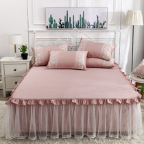 Korean Princess lace dress single piece Summer lace bed sheet solid color simple 1 5 1 8m non-slip bedside