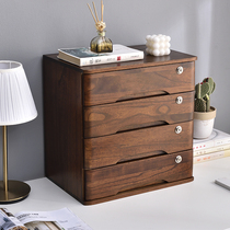 Desktop solid wood storage box with lock drawer type storage cabinet multi-layer office storage small cabinet wooden finishing box