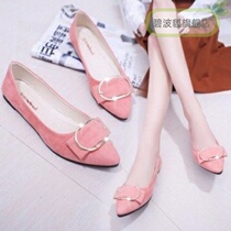 2021 new single shoes women flat pointed shallow mouth spring and autumn shoes lady wild Korean version flat heel student four seasons shoes