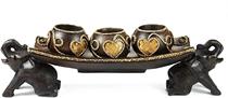 American AeraVida Elephant Trays Engraving Rain Tree Wooden Candle Holder Hem decorated by hand engraving