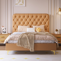 Legal Light Extravagant Childrens Bed Boy Bedroom 1 5M Single Bed Custom Genuine Leather Soft Bunk Bed Leather Art Bed Juvenile Bed