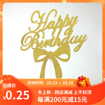 New birthday cake flag bow decoration Gold Silver party supplies happybirthday batch hair
