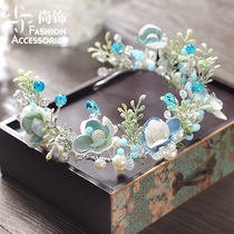 New Years Party childrens catwalk dance performance headdress hair jewelry fairy blue flower crown Mori hair hoop Super fairy