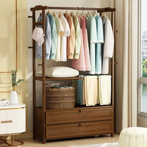 Net red Chinese floor-to-ceiling bedroom hanger Nanzhu large capacity coat rack Creative wardrobe put clothes artifact shelf