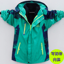 Childrens outdoor assault clothing boys three-in-one detachable spring and autumn two-piece medium-child windbreaker thick jacket