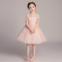 Little flower child performance dress princess skirt girl fluffy yarn childrens evening dress wedding dress piano performance dress winter
