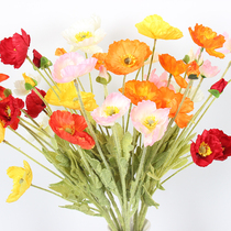 New simulation silk flower poppy beauty flocking poppy flower cosmos sun flower wedding decoration wedding hall decoration flower