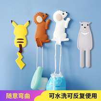 Japanese cute cartoon incognito hook strong sticky hook Wall hanging load-bearing household kitchen hook Free hole after the door