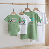 A family of three four five mother child mother and daughter baby cotton short sleeve T-shirt 2021 new summer gas