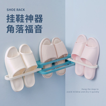 Foldable bathroom toilet wall perforated slippers-free storage sanitary shoe rack rack wall hanging storage rack