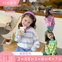 Foam home Custom childrens clothing 2022 new girls striped knit cardio-hoodie baby Han version sweaters children foreign air spring clothing