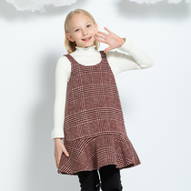 Bala Bala girls woolen dress Winter childrens big childrens strap skirt Western style plaid 22114170203