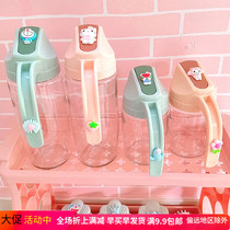 Glass oil pot cute cartoon girl heart kitchen oil bottle set soy sauce vinegar bottled household seasoning bottle creative
