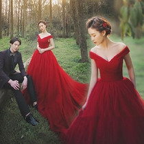 Photo studio wedding photo theme photography couple photo photo clothing location travel photo red wedding dress deep V long tail