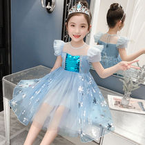 Girls Summer Dress New 2021 Zhongdai Aisha Frozen Fairy Princess Dress Korean Dance Group