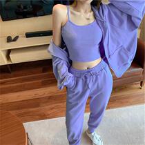 Sports set 2020 Summer new loose casual jacket top sling vest T-shirt casual trousers women