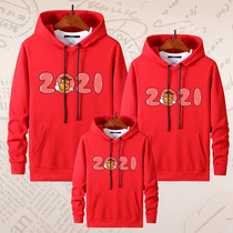 Autumn and winter red parent-child hooded sweater 2021 Year of the ox A family of three parent-child family outfit mother and child mother and daughter outfit