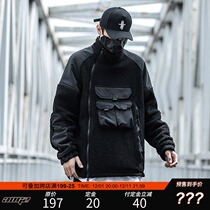 Xiaobin country Tide brand lamb wool cotton clothing men autumn and winter plus velvet padded tooling double wear loose collar jacket jacket