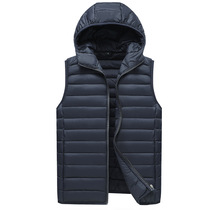 Cross-border products for middle-aged and elderly down cotton hooded vest mens autumn and winter horse jacket custom print