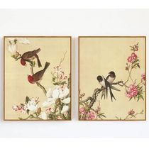 New printed DMC cotton thread cross embroidered living room Book room Two couplets Skinning flowers birds New Chinese style 3