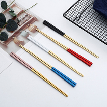 Fashion non-slip 304 stainless steel chopsticks color paint square chopsticks Creative ins wind chopsticks