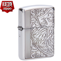zippo lighter genuine original smoked gold three sides surround deep carving Tiger flame God Tiger ZBT-3-60a