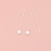 s925 silver maple leaf ear line female Korean version temperament brief Fresher Super Fairy flow Su earrings with a face and thin ear chain